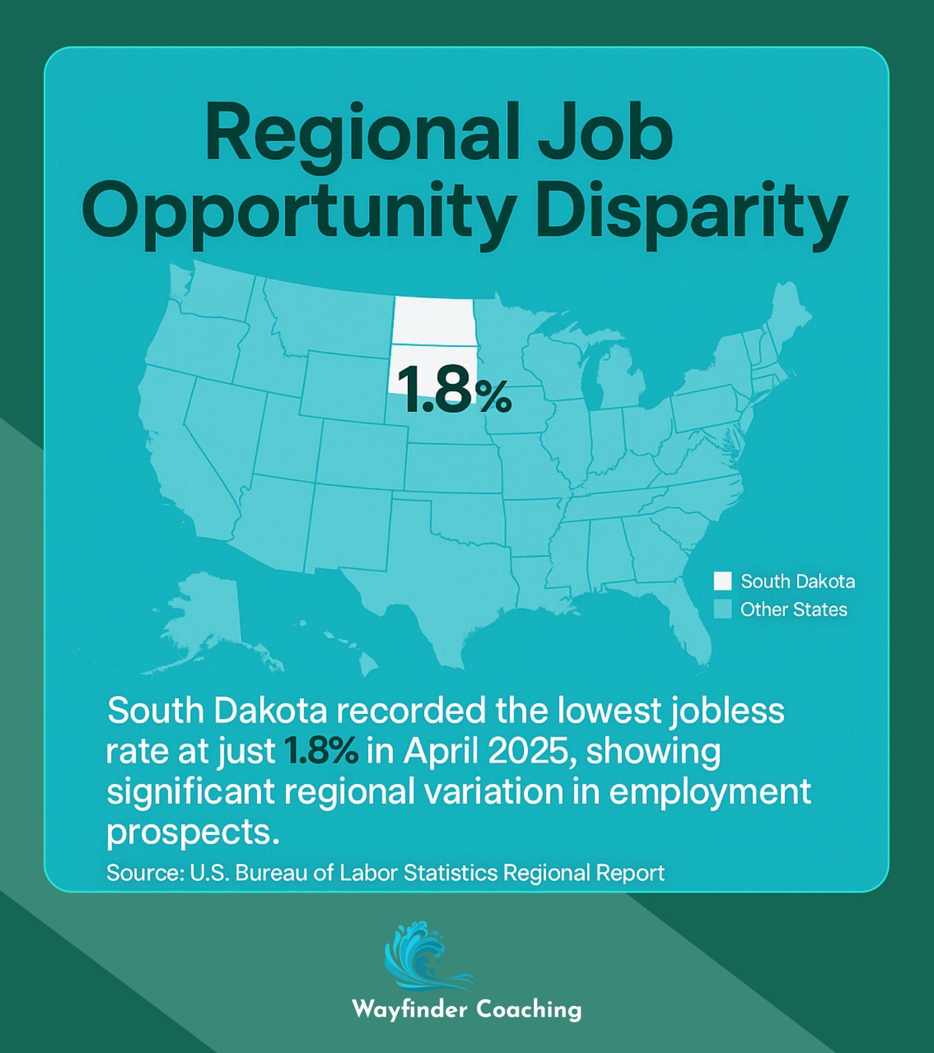 Map highlighting South Dakota's low 1.8% unemployment rate compared to national average