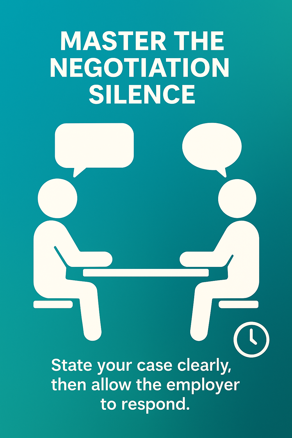 Minimalist illustration showing the power of silence in negotiations with one person waiting for the other's response