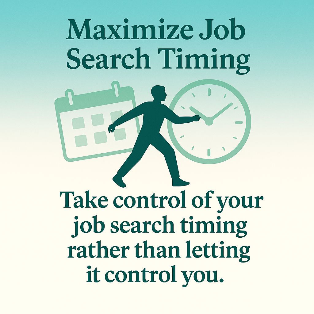 Motivational image showing calendar and person taking control of their job search timing
