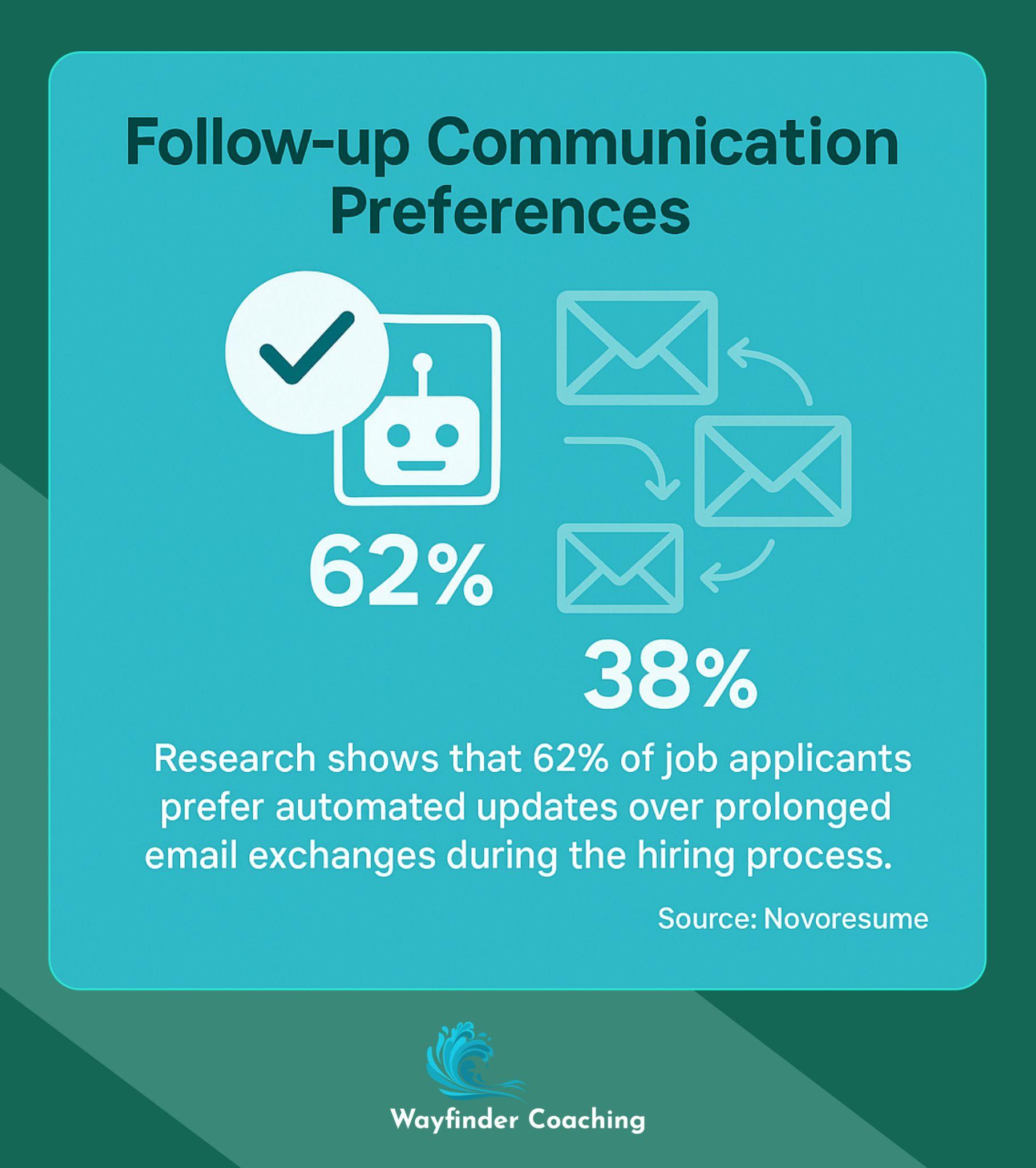 Visual showing 62% of job applicants prefer automated updates over emails.