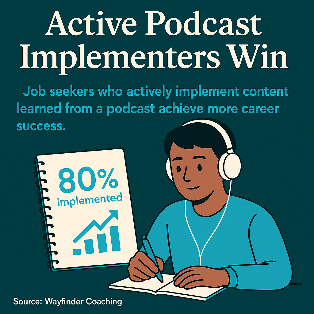 Active listeners with notes implement 80% of strategies and achieve high, measurable results in their job search