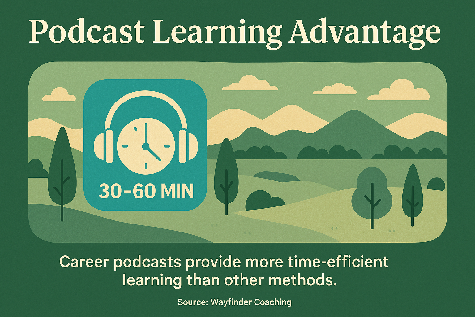 Career podcasts require only 30-60 minutes per episode and are updated weekly with high current market insights