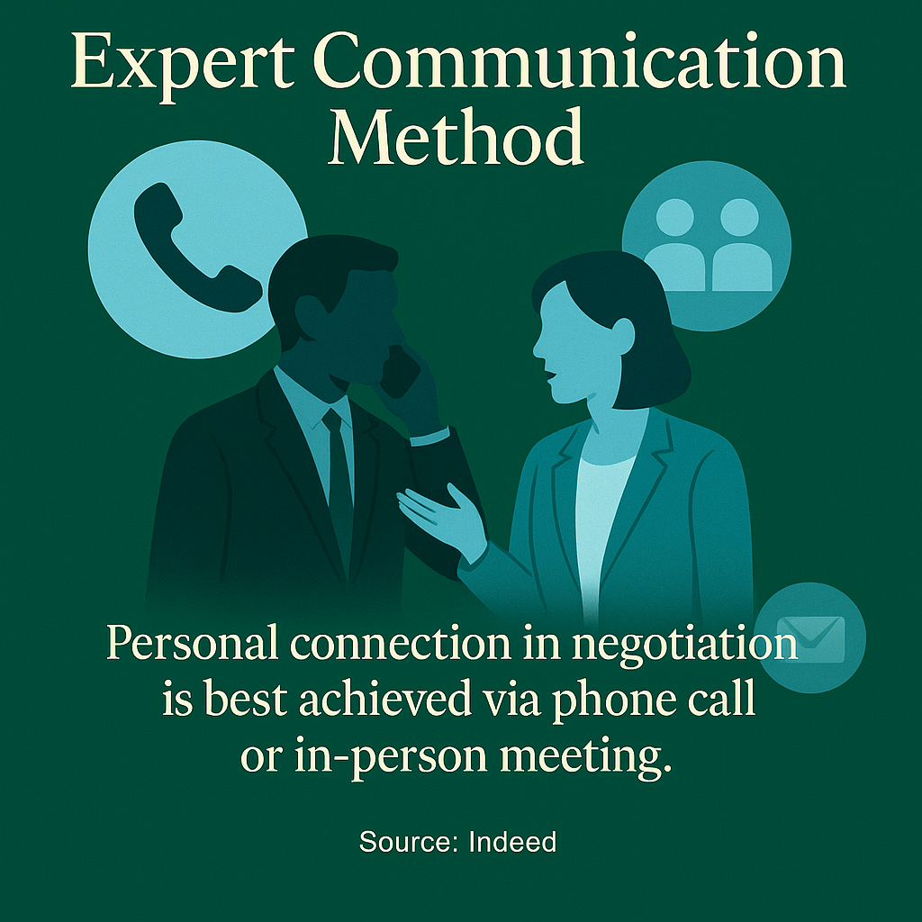 Most experts recommend negotiating over the phone or in person to ensure clear communication and build stronger relationships