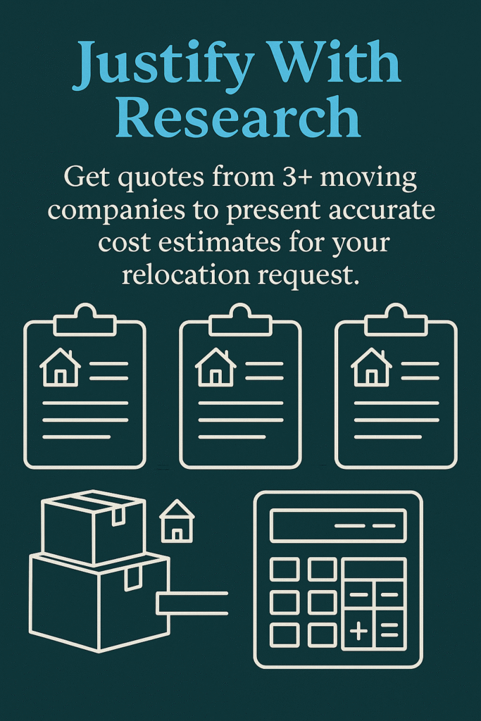 Get quotes from 3+ moving companies to present accurate cost estimates for your relocation request