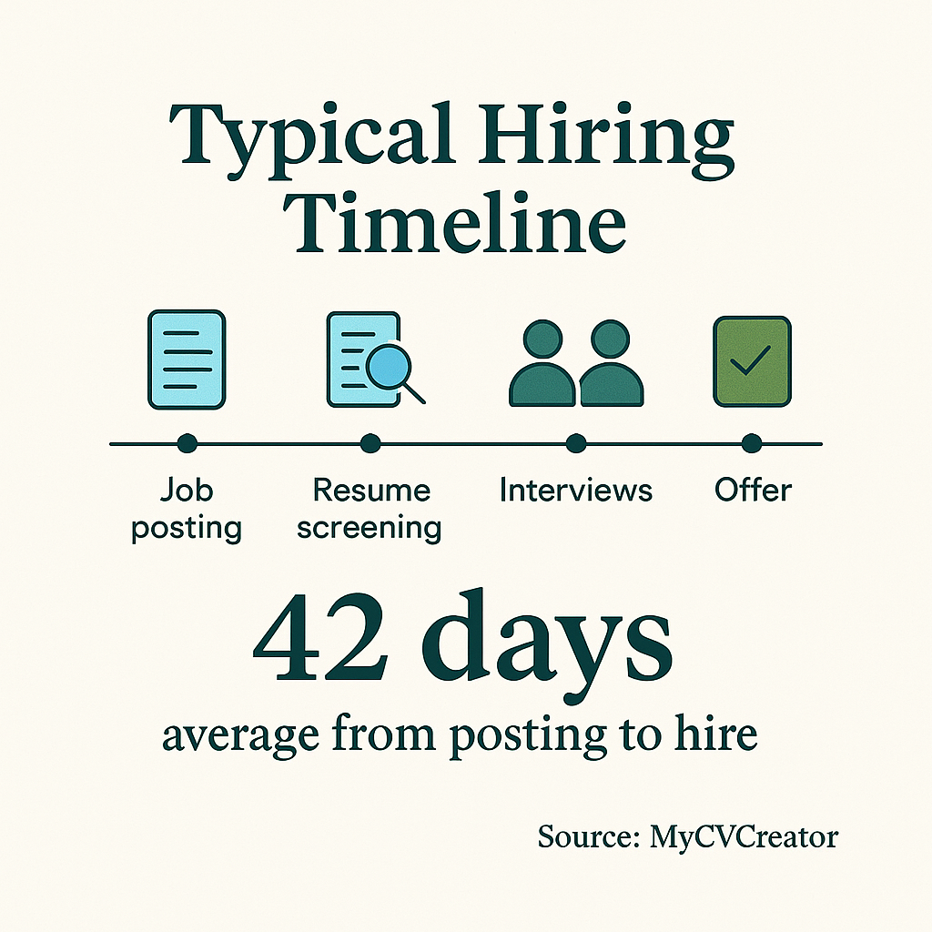 Infographic showing 42-day average hiring timeline from job posting to hire